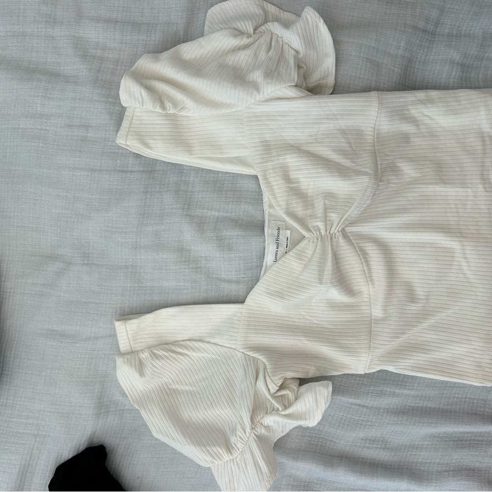 Lovers + Friends White Puff Sleeve Top